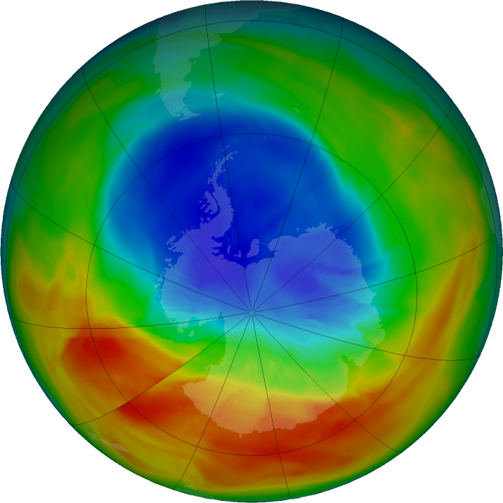 Antarctic ozone map for 13 September 2019